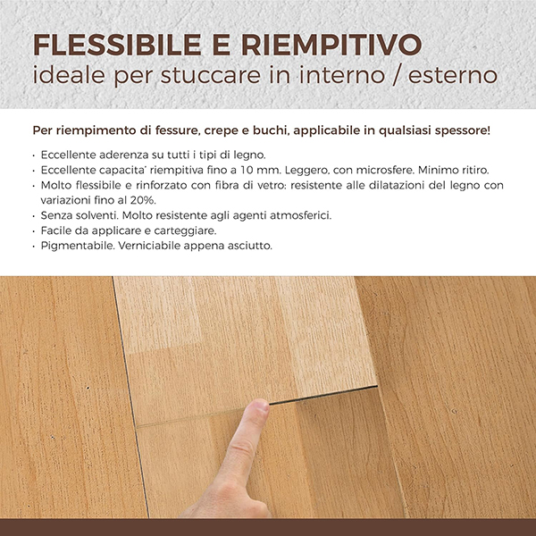 Aguaplast Woodfiller Stucco in Pasta per Legno in Barattolo - AGUAPLAST - Immagine 2